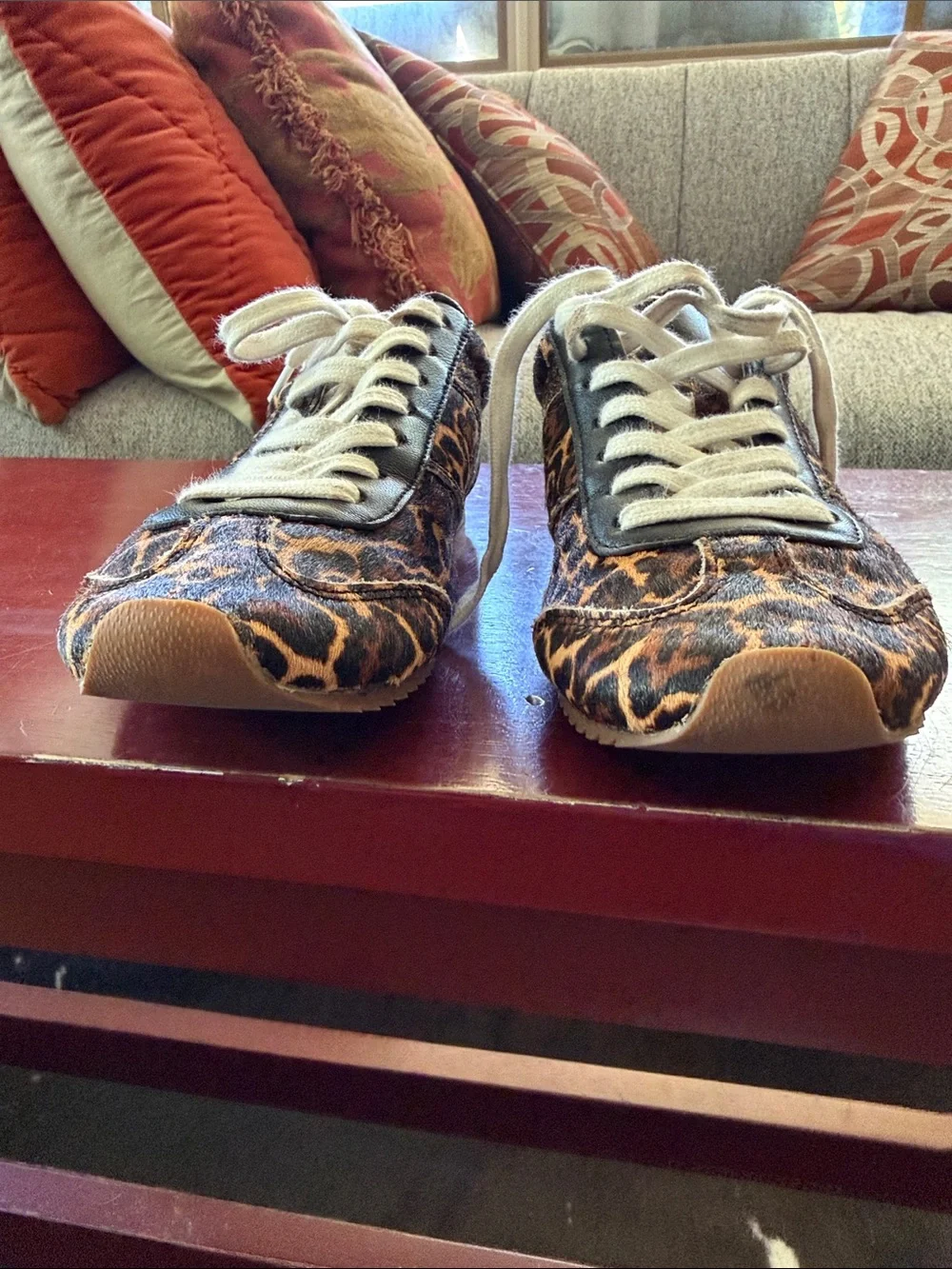 J. Crew Leopard-Print Lace-Up Sneakers in Brown and White